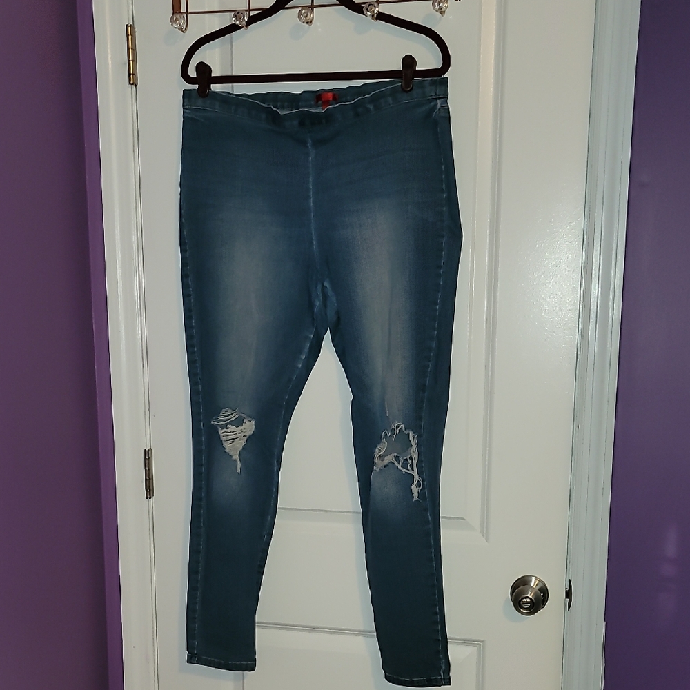 Jennifer Lopez Medium  Blue Distressed Skinny Jeans Sz: 14
